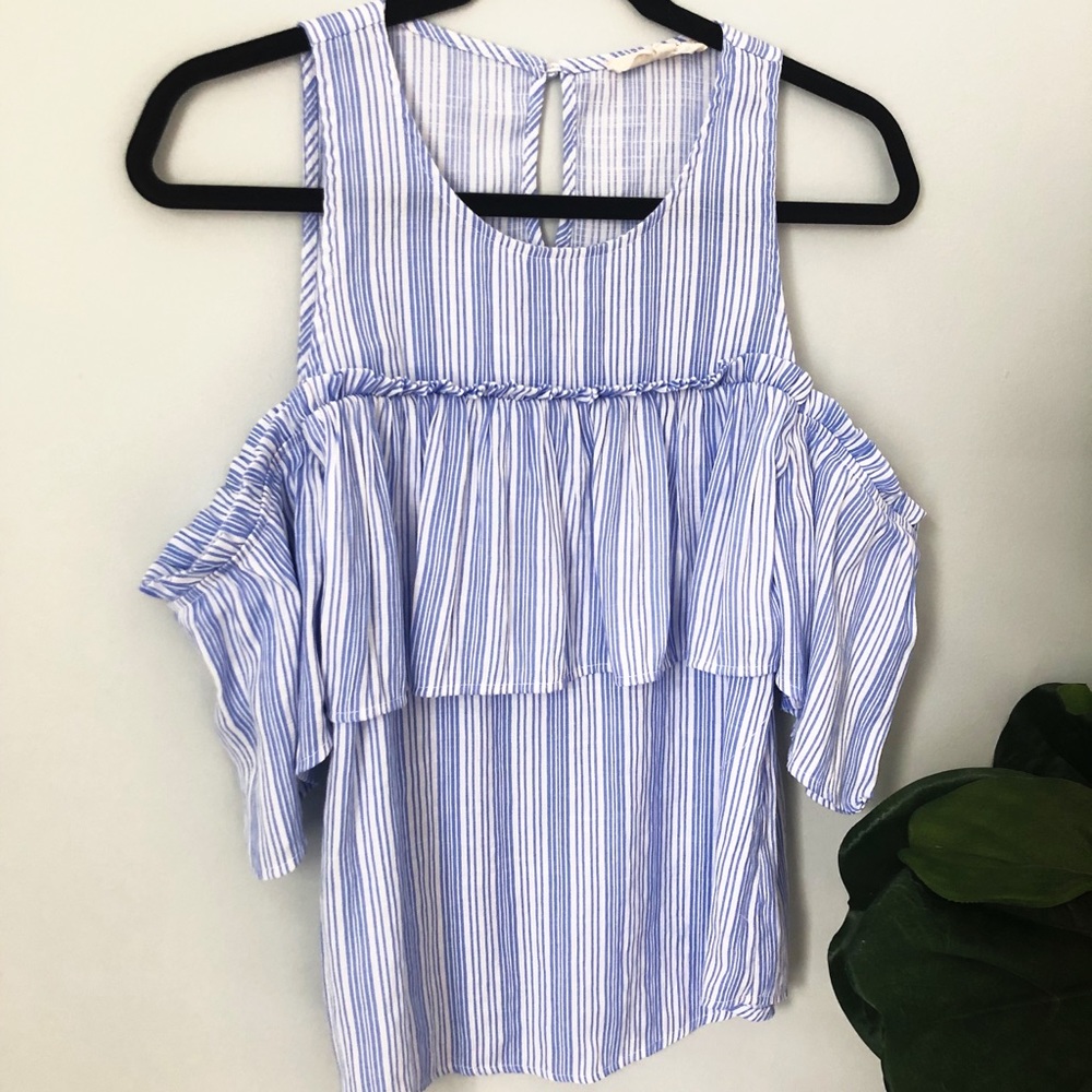 Sweet Wanderer Blue and White Striped Blouse